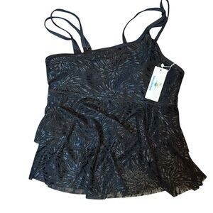 Black Bustier Peplum Swim Camisole